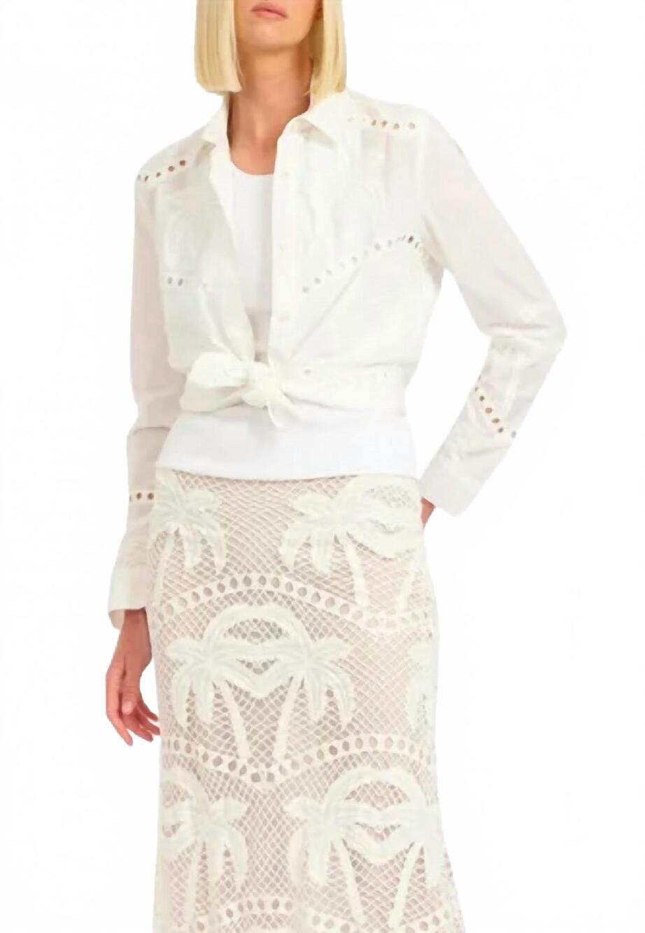 NEW LE SUPERBE bohemian palms ex bf shirt in white